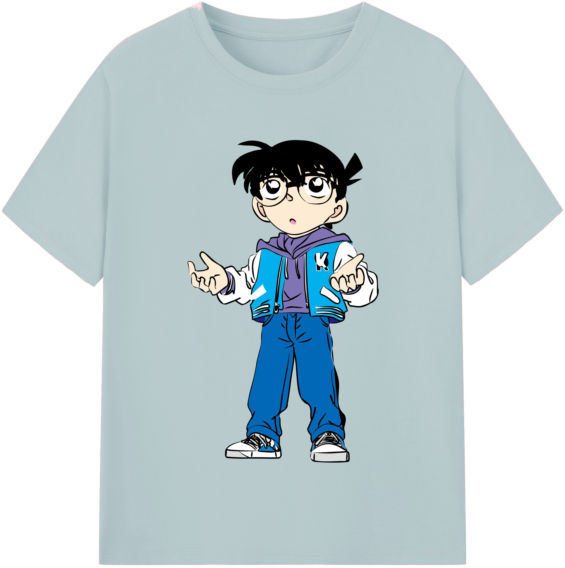 （画像用） 名探偵コナン 江戸川 コナン Detective Conan Conan Edogawa 綿100％半袖Tシャツ（フロントプリント）